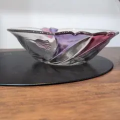 花形ガラスボウル　ガラス鉢 紫と透明