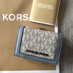 新品　MICHEAL KORS マイケルコース　三つ折り　財布　ホワイト　ブルー