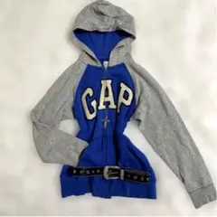 00s y2k GAP ワッペンロゴ　ジップアップパーカー　フーディー　海外