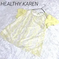 HEALTHY KAREN イエロー レース 半袖トップス　Mのサムネイル