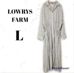 ローリーズファーム　総花柄オープンカラーフレアシャツワンピース