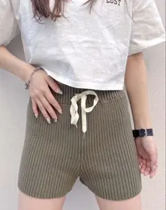 リブニットショーパンツ