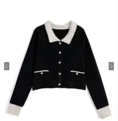 シャギーカラー配色ニットカーディガン［pm827］GRL グレイル