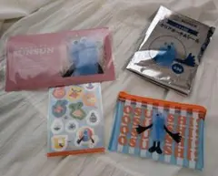 パペットスンスン　スシロー　クリアポーチ＆シール　ブルー