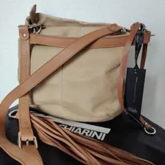 ジャンニキャリーニ　ベージュレザー2ウェイショルダーバッグ タグ付き　バイカラー