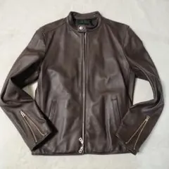 【極美品】ナノユニバース　羊革　シングルライダースジャケット　ブラウン