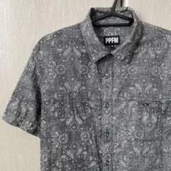 PPFM 半袖シャツ ポケット コットン ペイズリー柄 総柄 M グレー系