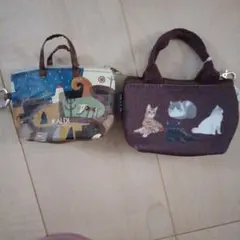 KALDI 動物柄 猫柄 ポーチ 2点セット