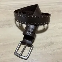 【新品・未使用】スタッズ付きダークブラウンレザー調　ベルト　カジュアルベルト