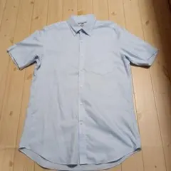 UNIQLO スリムフィット 半袖ボタンダウンシャツ L ライトブルー