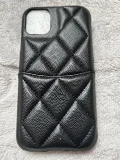 iPhone11 スマホケース　黒　キルティング