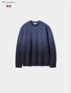 ユニクロ　スフレヤーングラデーションクルーネックセーター　ブルー　M 美品