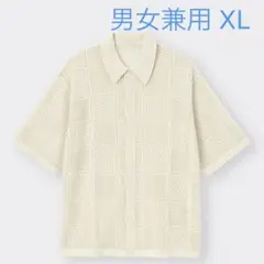 ウォッシャブルメッシュニットシャツ(5分袖)［OFF WHITE］