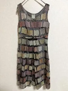 Sybilla シビラ ワンピース M 総柄 刺繍 Aライン ノースリーブ 上品