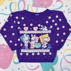 ヴィンテージ キッズ古着 うさぎ パープル スウェット spumoni風 100