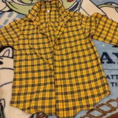 キッズ用イエローチェック長袖シャツ