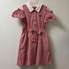 赤と白のギンガムチェック ワンピース 140cm