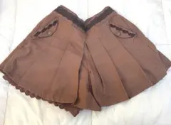 アクシーズファム♥︎︎レース付きダークブラウンショートパンツ　チェック柄　薔薇ボタン