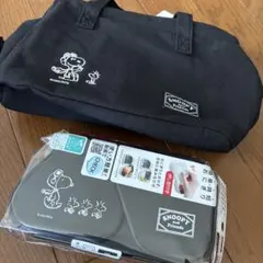 SNOOPY 保冷バッグ お弁当箱用 黒＆おかずも入るおにぎりケース