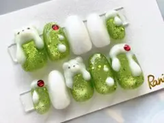 129 クリームソーダ　ネイルチップ マグネット　くまネイル　さくらんぼ 平成