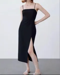 ZARA スリットワンピース 黒 XS