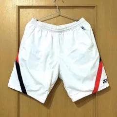 【美品】 YONEX ハーフパンツ ユニL ホワイト／レッド 廃盤モデル