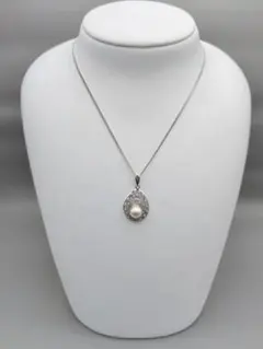 あこや本真珠 透かし ペンダントトップ 7.2mm SILVER アンティーク