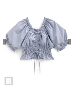 GRL ドロストショート丈ブラウス　ブルー　パフスリーブ　ネット完売品