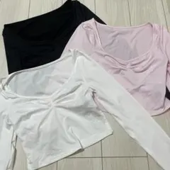 Shein 長袖クロップド丈トップス 3色セット