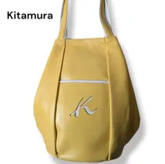 Kitamura　キタムラ　ハンドバッグ　イエロー　レザー　Kロゴ