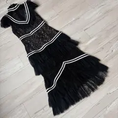 【美品】アリスアンドオリビア　レース フリンジ パーティードレス ワンピース