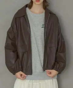 レトロガール 裾ドロストFレザーJK ブラウン ジャケット ブラウン