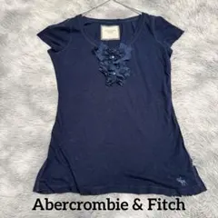 Abercrombie & Fitch フラワー装飾 半袖Tシャツ ネイビー　Lのサムネイル