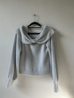 【INGNI】オフショルリボンニット（ライトブルーグレー）