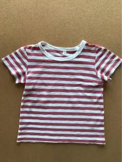 無印良品　赤と白のストライプ 半袖Tシャツ 100のサムネイル