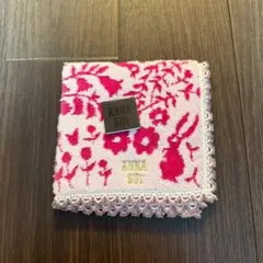 【新品・未使用】ANNA SUI アナスイ タオルハンカチ ウサギ 花柄 ピンク