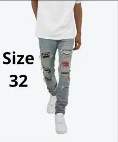 mnmlリペアデニムパンツ/X214 SKINNY STRETCH DENIM