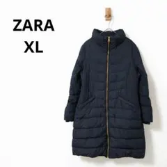 ZARA ファー裏地 ロング 中綿コート アウター ブラック XL 防寒