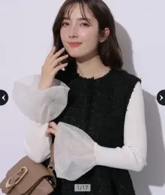 Apuweiser-riche 袖チュールフレアニット