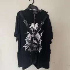 DimMoire × AVENCHUMU twin skull Tシャツ 黒