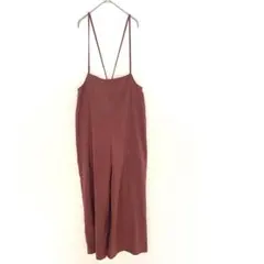 レディース オールインワン サロペット ピンク L ゆったり ワイドパンツ 肩紐