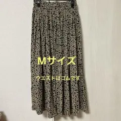 アベイル　ロングスカートM消しプリーツダルメシアンヒョウ柄アニマルブラウンのサムネイル
