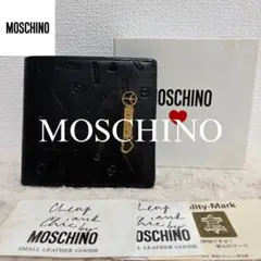 【未使用品】MOSCHINO モスキーノ ブラック レザー 二つ折り財布