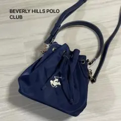 ☆BEVERLY HILLS POLO CLUB☆ナイロン巾着型バッグ☆ネイビーのサムネイル