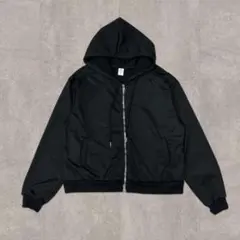 ブラック フード パーカー 単丈 シンプル カジュアル 韓国 ノームコア