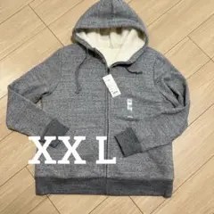 新品⭐︎XXLサイズ ボアスウェットフルジップパーカー gray