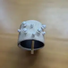 ベージュリボン パール ヘアアクセサリー