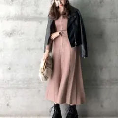 【最終価格】アルシーヴ ラメ二重臼ニットワンピース ピンク