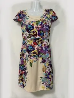 Carlragazze花柄刺繍タイト膝丈ワンピース