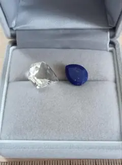 水晶　ラピスラズリ　ルース　美品